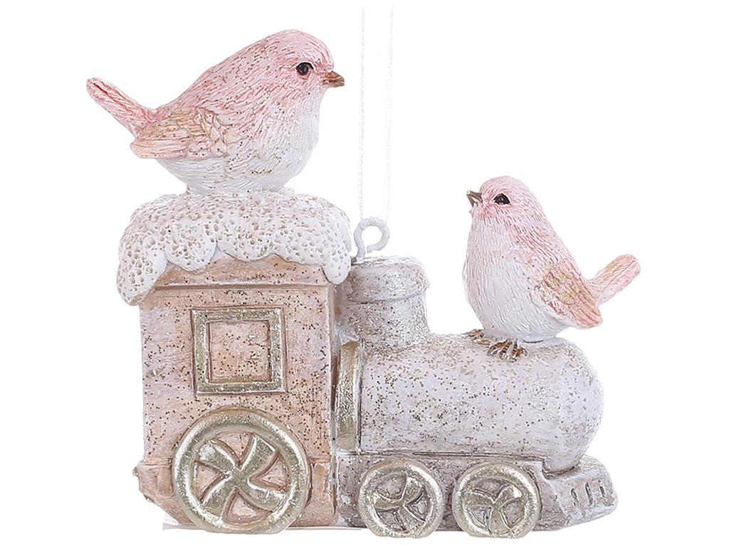 Декоративная подвеска Паравозик с птичками, 7x3x6,5см