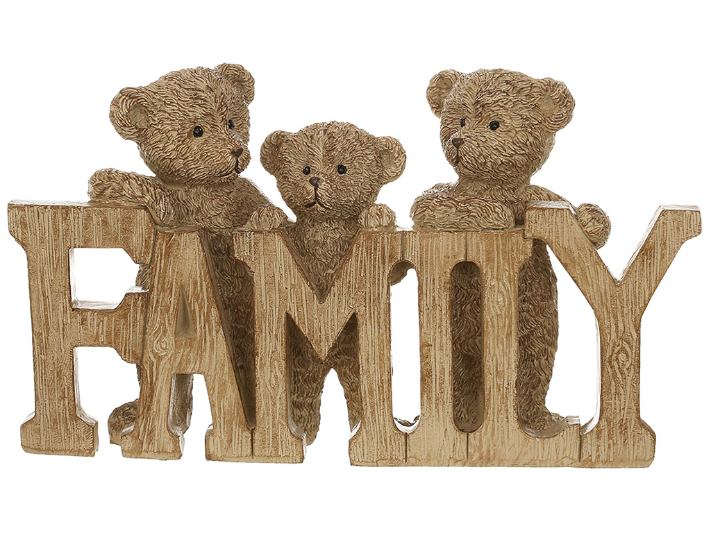 Декоративна статуетка Bear family, 18x4x10,5см, колір - коричневий