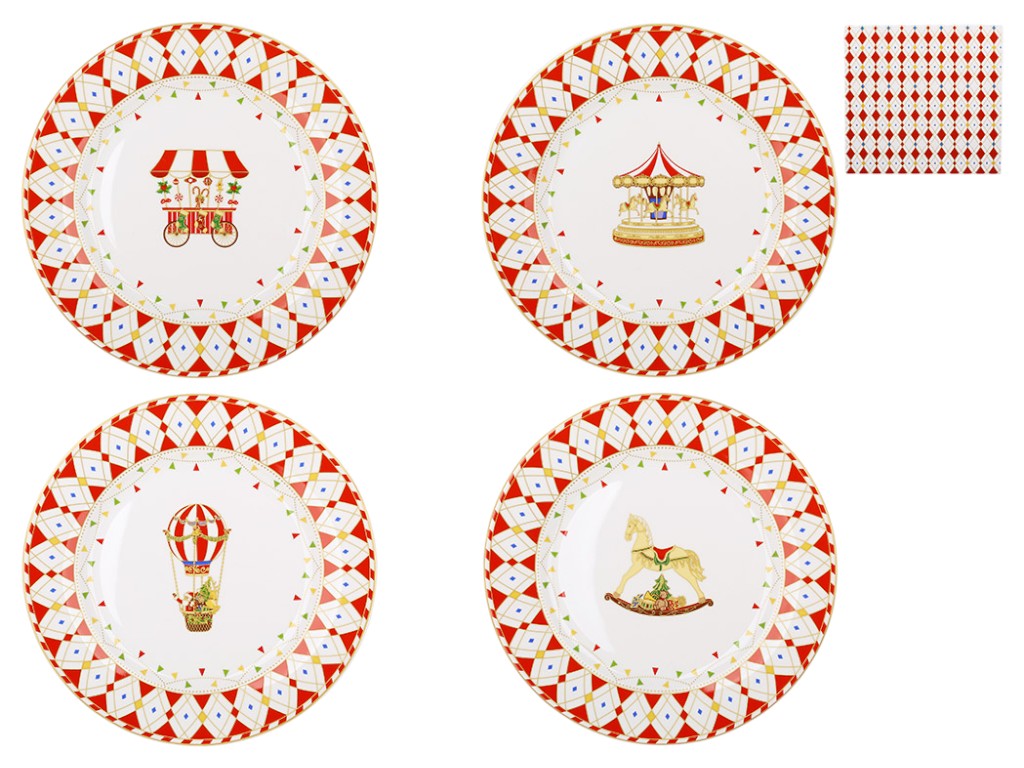 Тарілка десертна Зимова Казка, порцеляна, 19×1,5см, 4 дизайни (ціна за 1шт)
