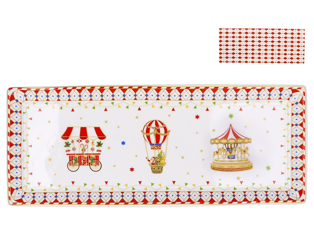 Блюдо прямоугольное Зимняя сказка, фарфор, 35,5×14×2см