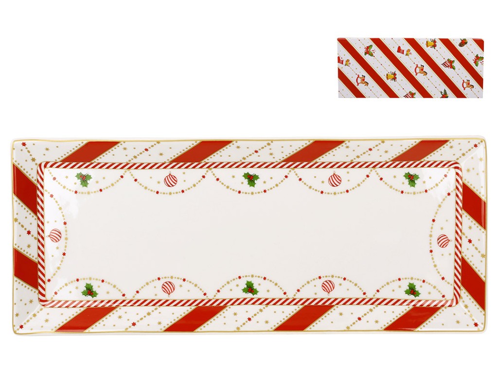 Блюдо прямоугольное Candyland, фарфор, 35×14×2см