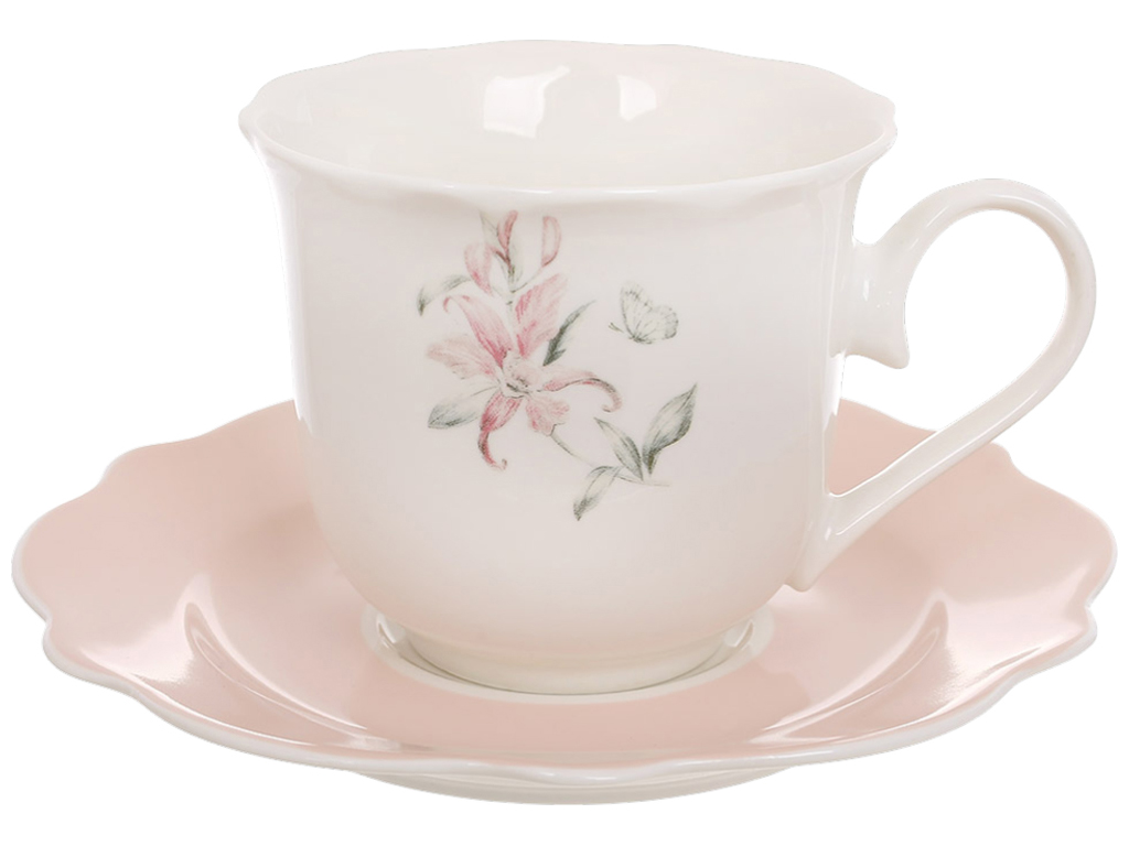 Набір порцеляновий Pink Orchid, чашка з блюдцем, 250мл