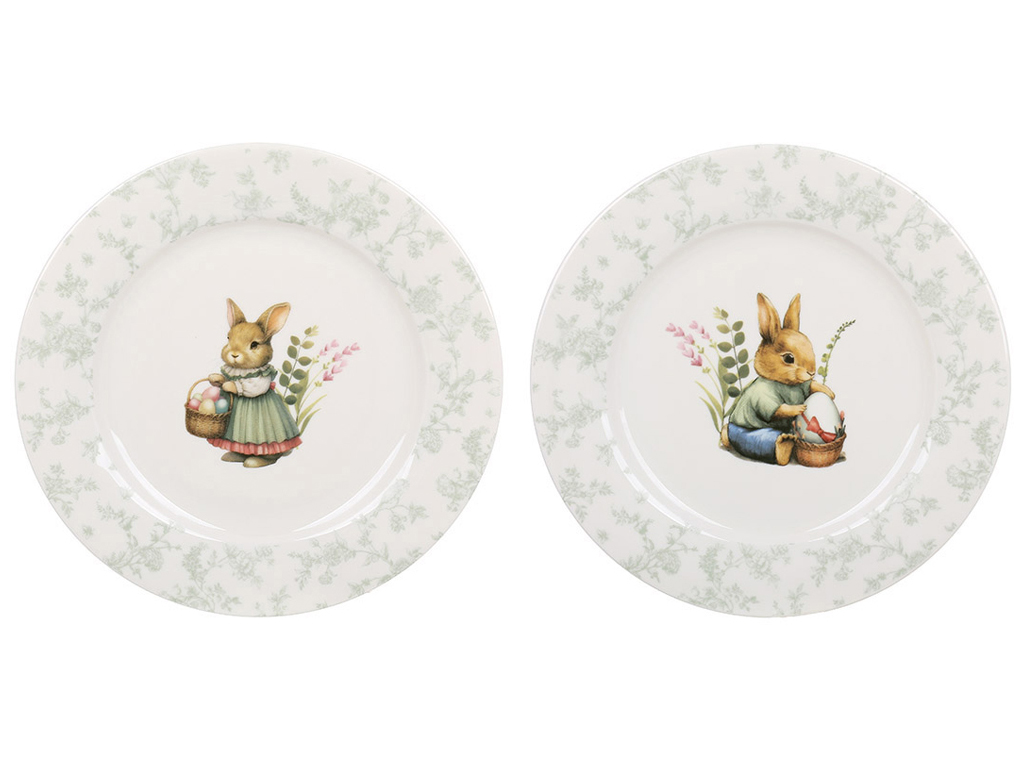 Тарілка порцелянова Floral Green, D19 см (2 дизайни, ціна за 1 шт)
