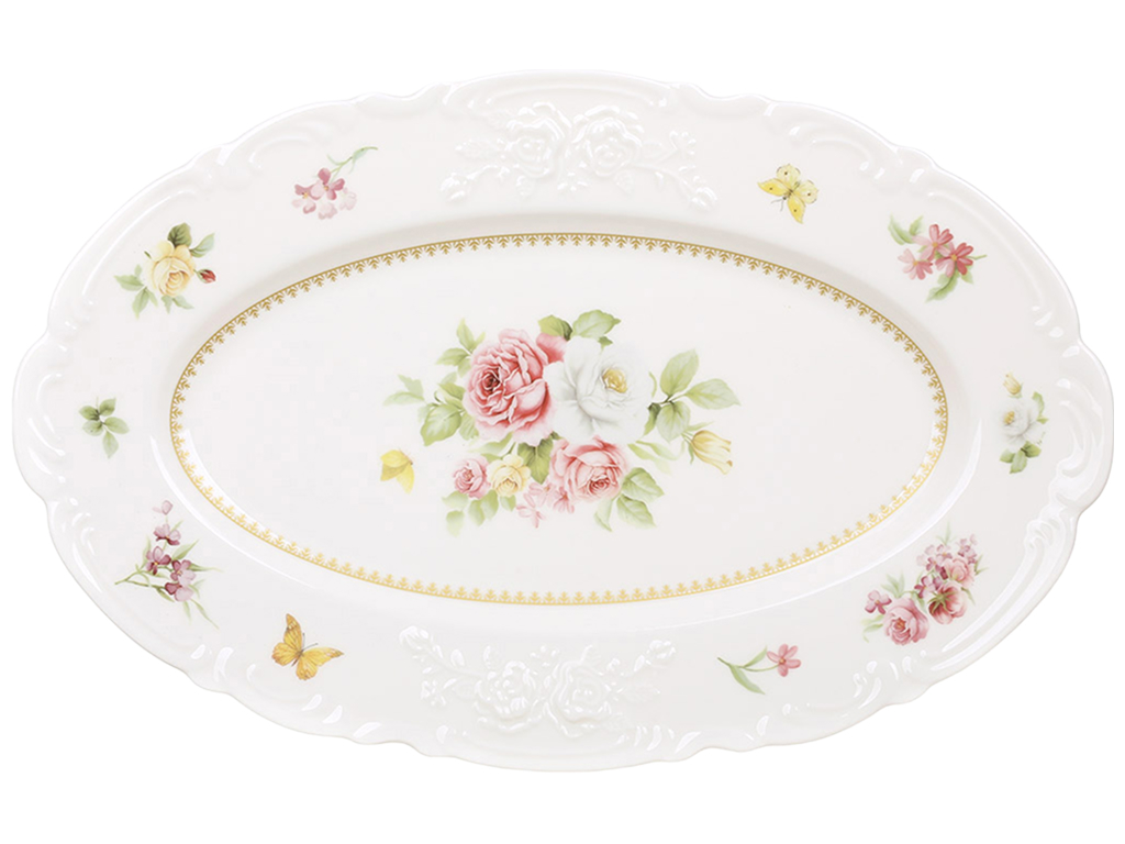 Блюдо Chateau Roses Collection фарфоровое овальное разноцветное 33×21×2.5 см