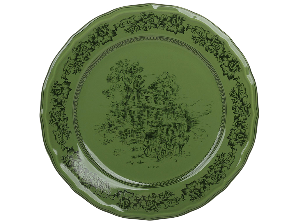 Тарелка Heritage Toile Collection фарфоровая оливковая зеленая 27×2.5 см
