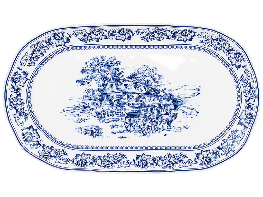 Блюдо фарфоровое Heritage Toile Collection Blue, овальное, 35,5×20,5×3 см