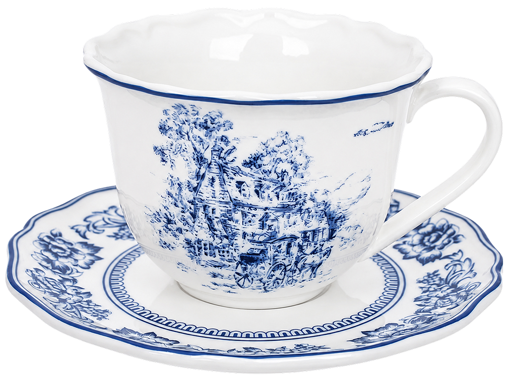 Фарфоровая чашка с блюдцем Heritage Toile Collection Blue,  220 мл  15×1,5 см