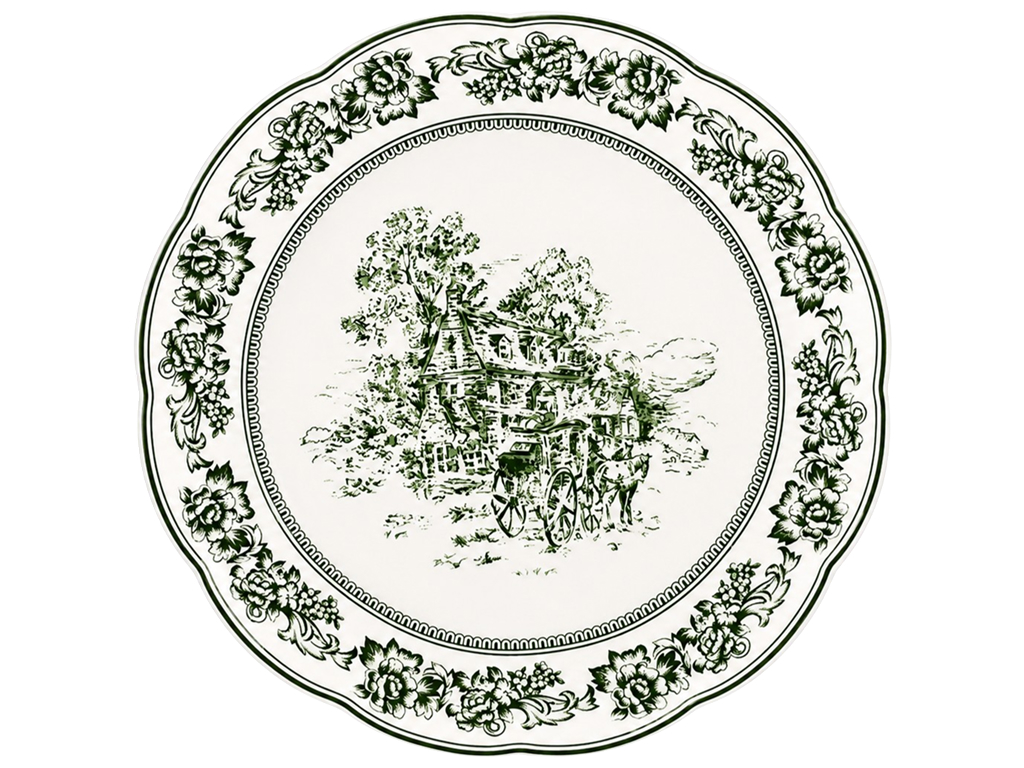 Тарелка фарфоровая Heritage Toile Collection Green, круглая, 27×3 см