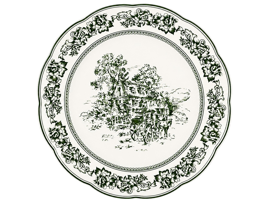 Тарелка фарфоровая Heritage Toile Collection Green, круглая, 22×2,5 см