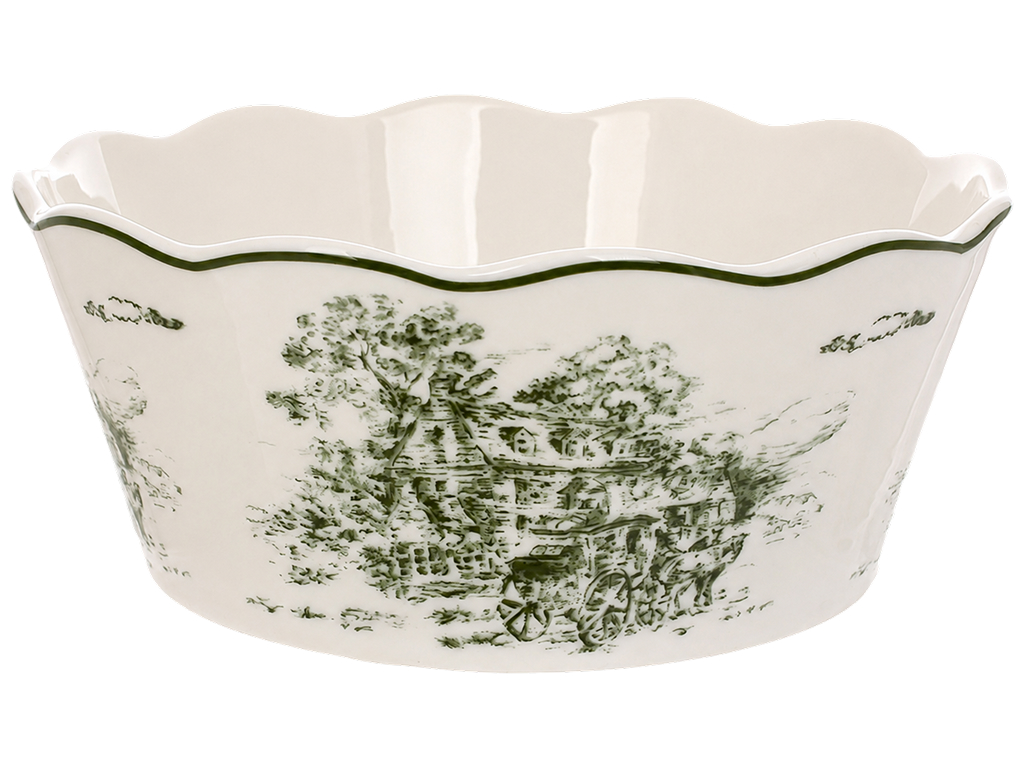 Салатник фарфоровый Heritage Toile Collection Green, 900 мл, 18×7 см