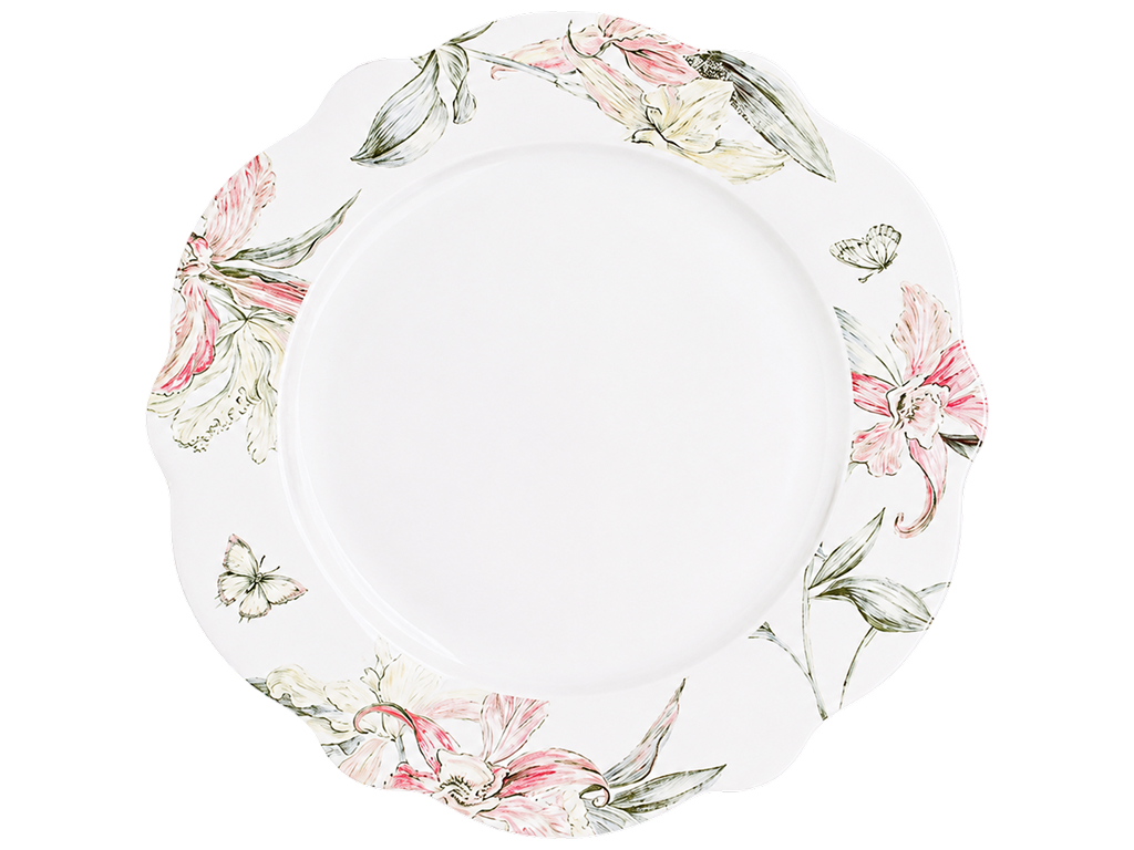 Тарелка фарфоровая Pink Orchid, цветочный принт, 27,5×2,5 см