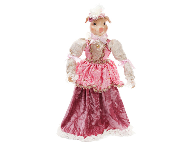 Декоративна фігура Свинка в сукні, 40см, колір - рожевий