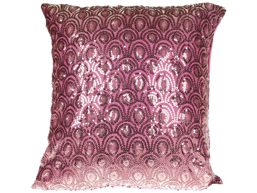 Наперник для подушки декоративный с пайетками, 50см, цвет - розовый