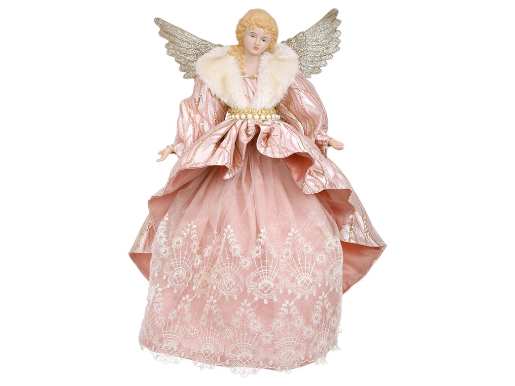 Фигура рождественская Ангел, ткань, пластик, 30×23×42см, цвет розовый