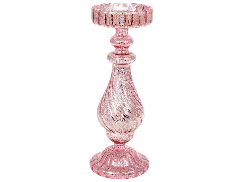 Подсвечник, 28см, цвет - розовый антик