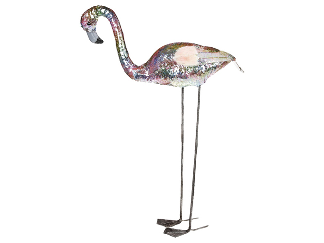 Декоративная фигура Фламинго с декором из пайеток, 98см, цвет - радужный розовый