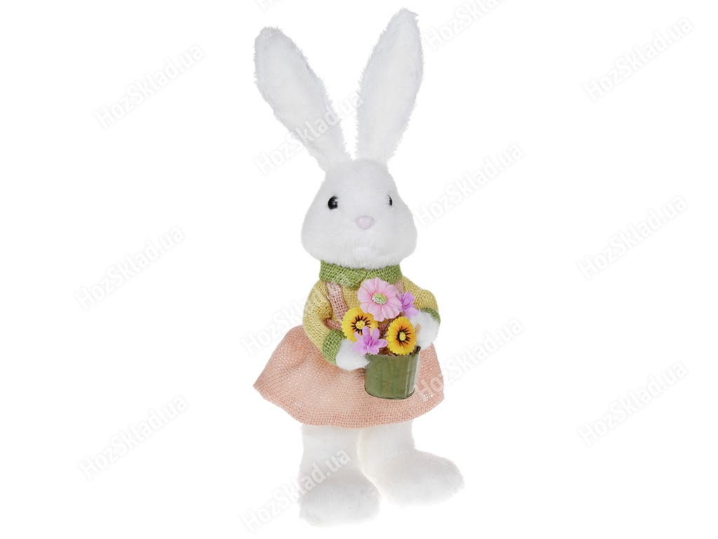 Декоративная пасхальная фигура Крольчиха с цветами, 46см