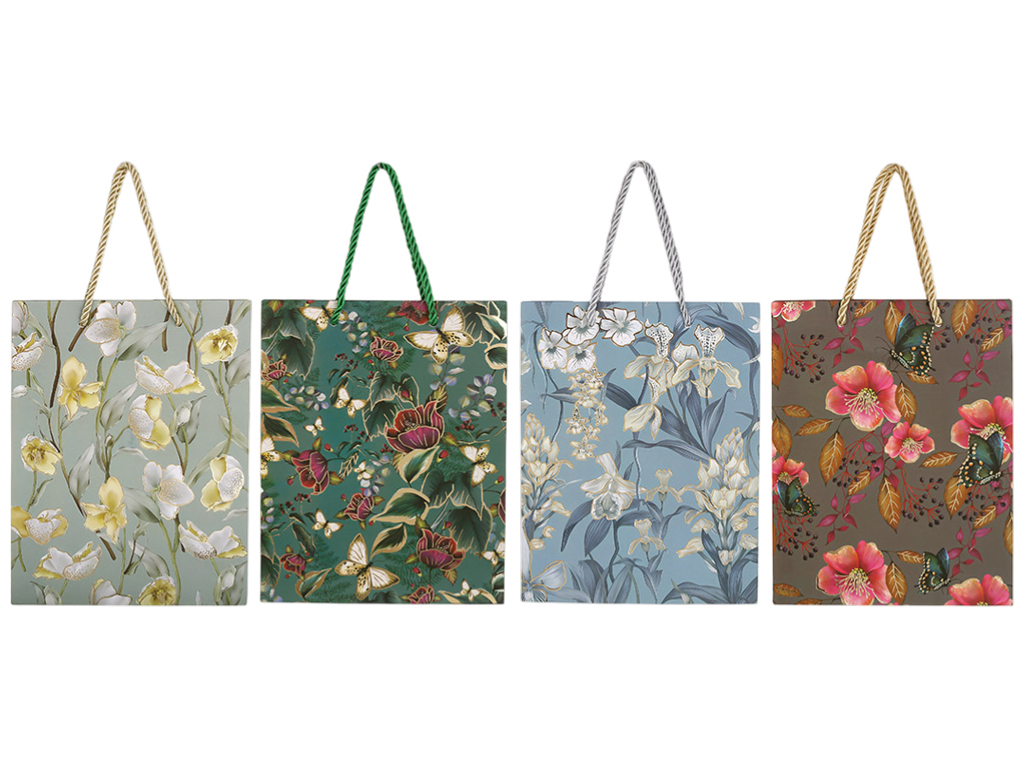 Подарочный пакет Floral, 18×23,5×8см (4 дизайна, цена за 1 шт)