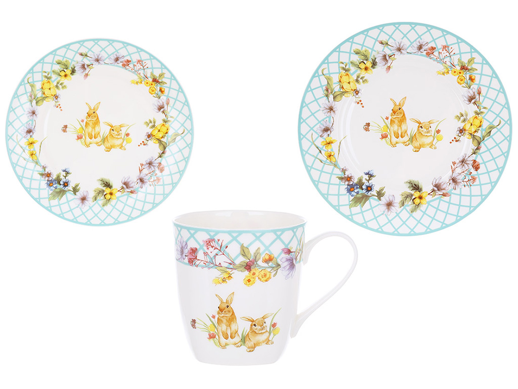 Набор фарфоровый, тарелка D27,5см/D20,5см, чашка 350мл (цена за набор 3шт)