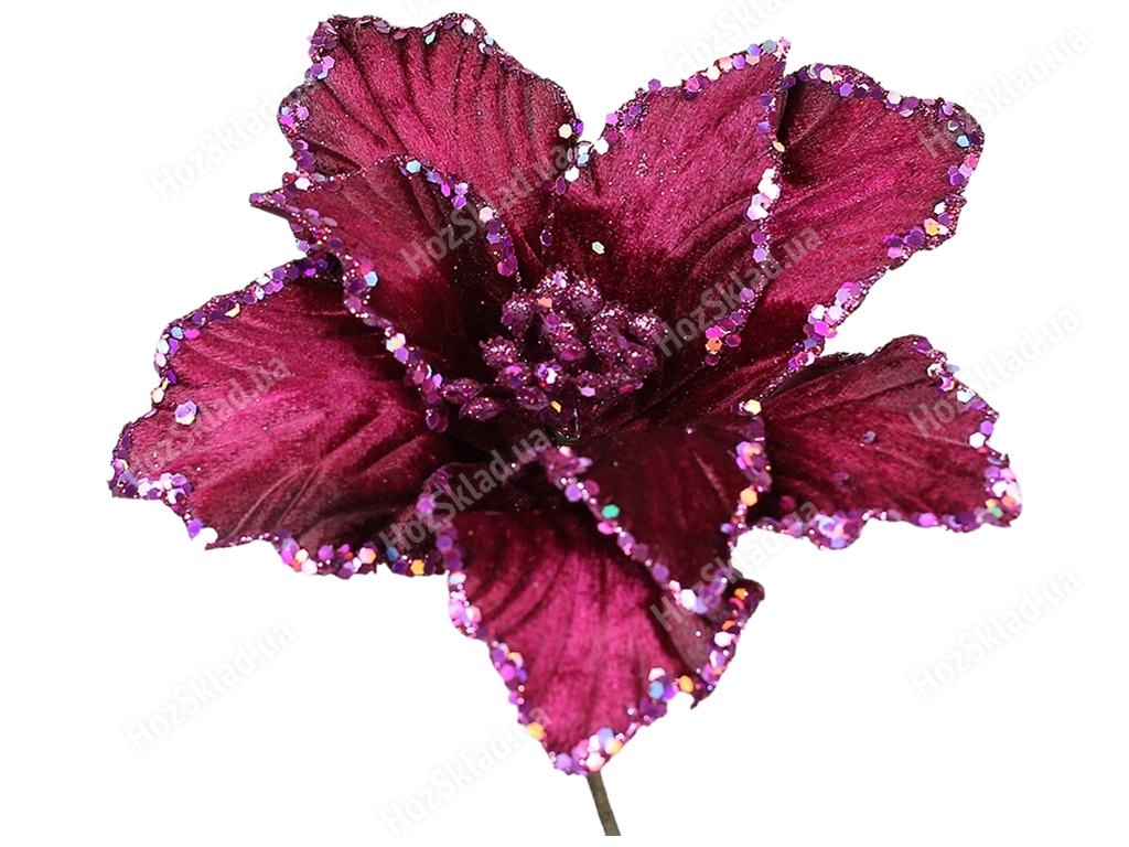 Оксамитова квітка, D28x21см, колір-фіолетовий з глітером