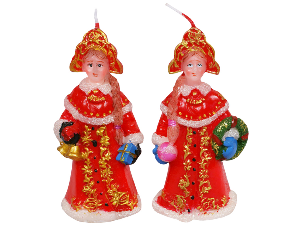 Декоративна новорічна свічка Снігуронька, 10,9см, 2 дизайни