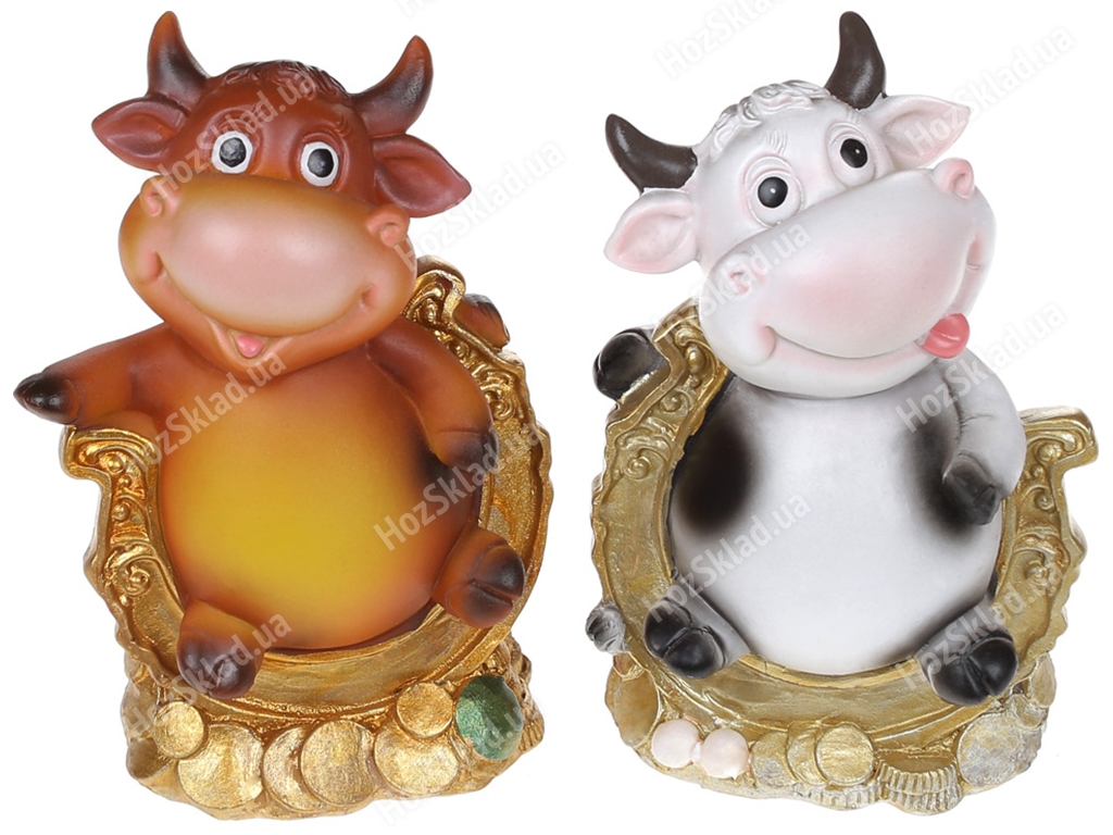 Декоративная копилка Бычок с подковой, 12см, 2 дизайна