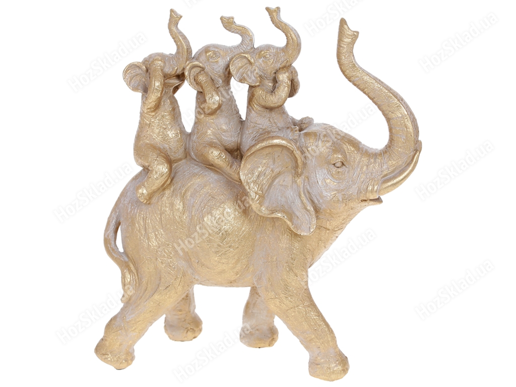 Декоративная статуэтка Слоники, 26см, цвет – золото с патиной