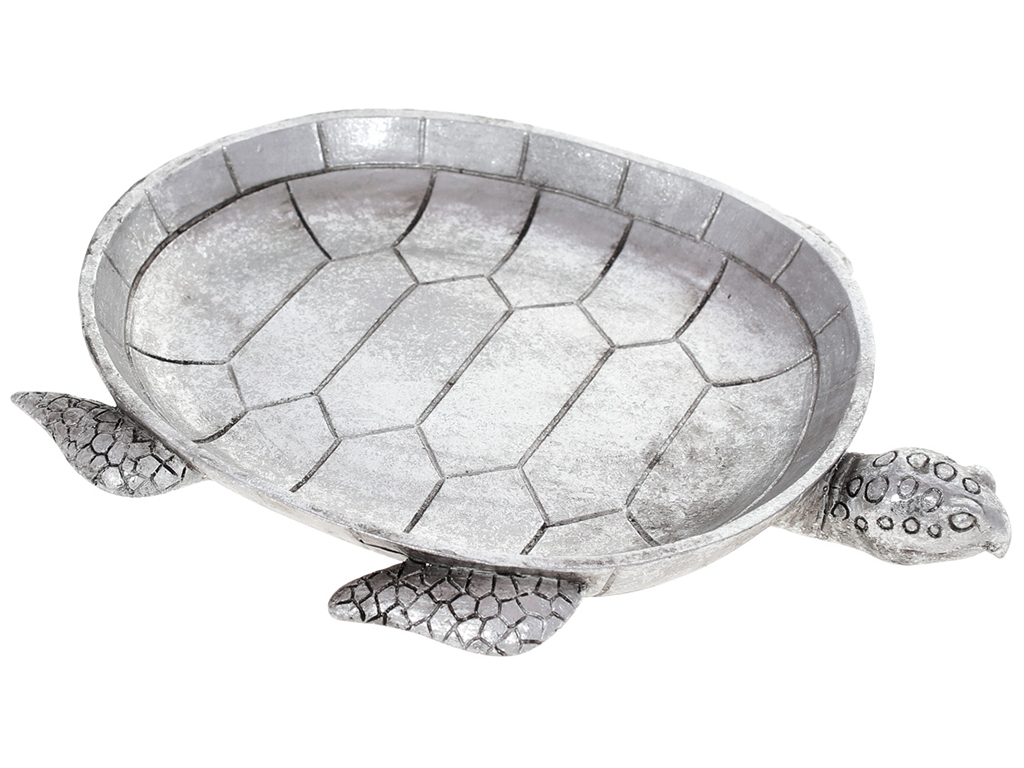Декоративное блюдо Черепаха, 26см, цвет – серебро