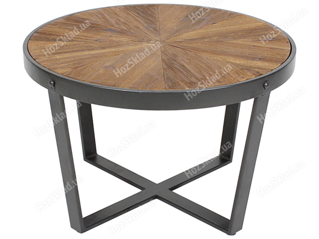 Столик металевий Х'юго з дерев'яною стільницею, 60см, колір – чорний