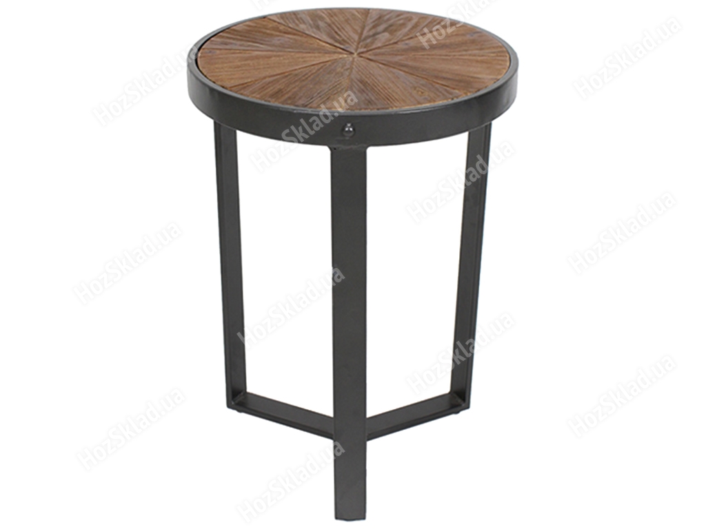 Столик металевий Хьюго з дерев'яною стільницею, 56см, колір – чорний