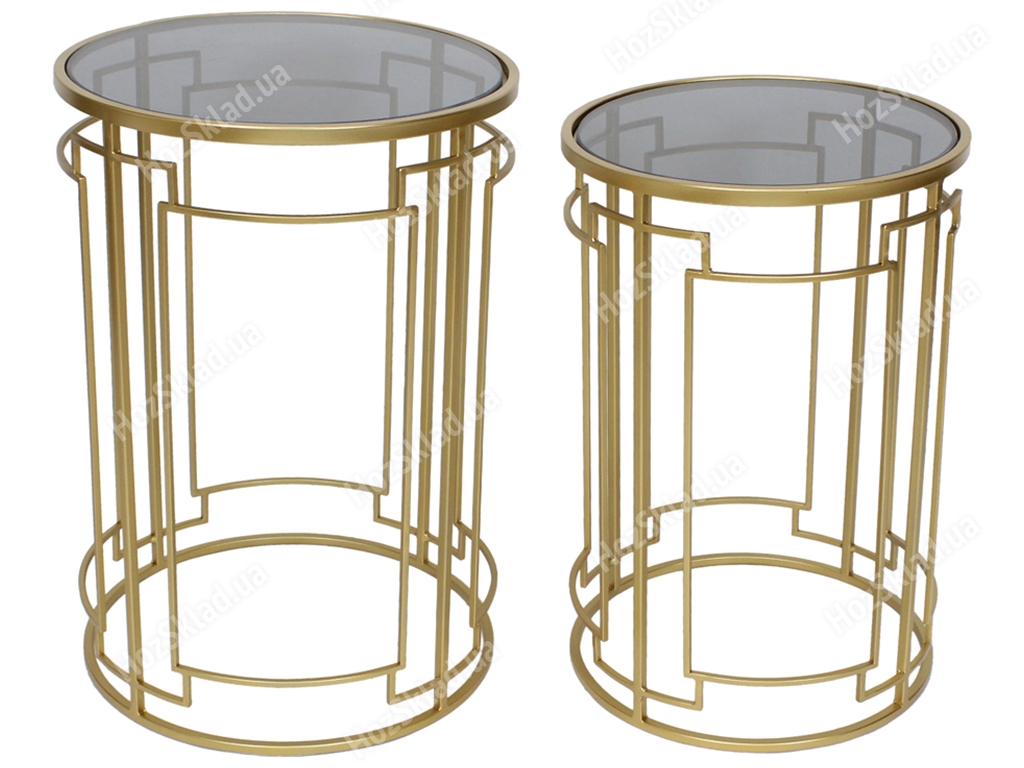 Набор металлических столиков Mute со столешницей, 54см и 59см (цена за набор 2шт) цвет - золото