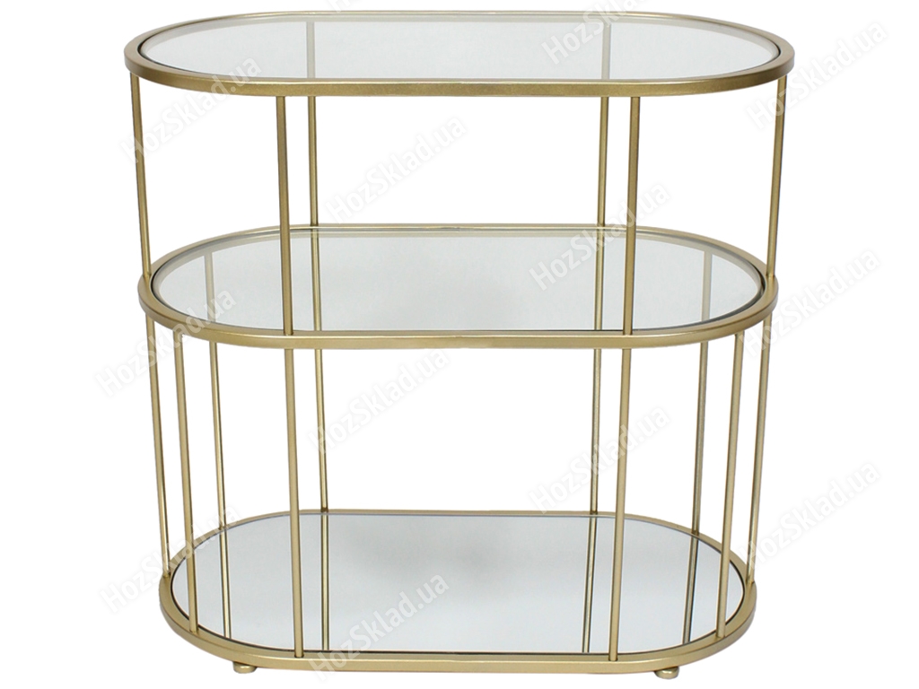 Столик металлический со столешницей из серого закаленного стекла, 60см, цвет – золото