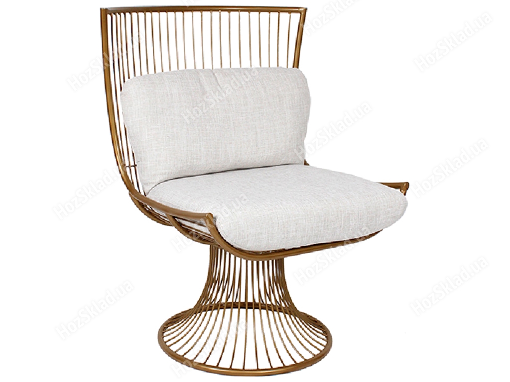 Кресло металлическое Триумф с мягким сиденьем и подушкой, 94см, цвет – золото