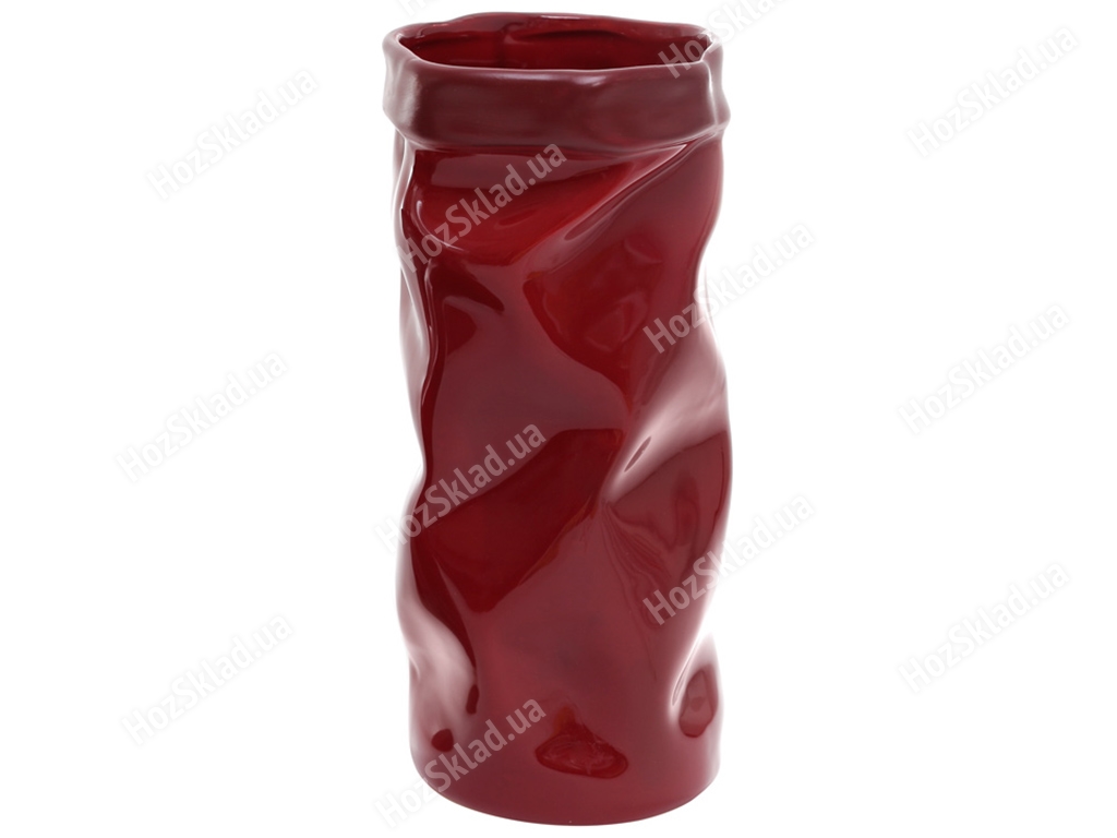 Ваза Иллюзия, 24,5см, цвет - бордо глянец с матовым ободком