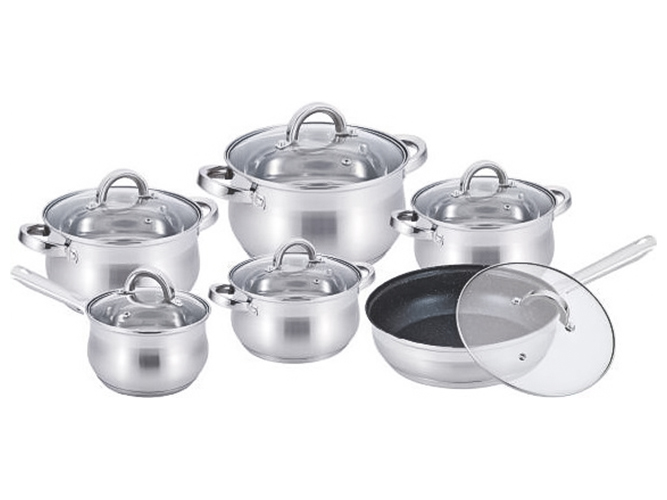 Набор посуды Benson, из нержавеющей стали (цена за набор 12 предметов)