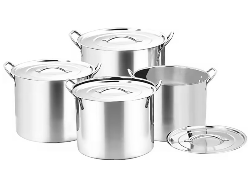 Набор кастрюль из нержавеющей стали, с крышкой, объем от 5,6л до 14,5л, серебристый (цена за 8шт)