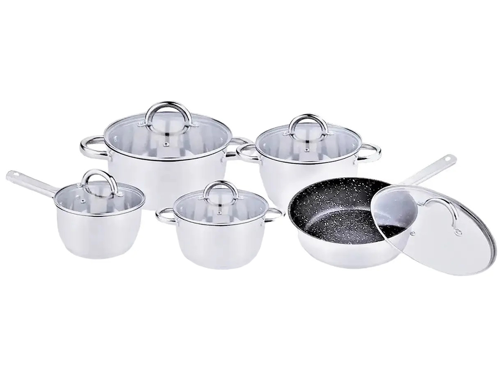 Набор посуды Benson, из нержавеющей стали (цена за набор 10 предметов)