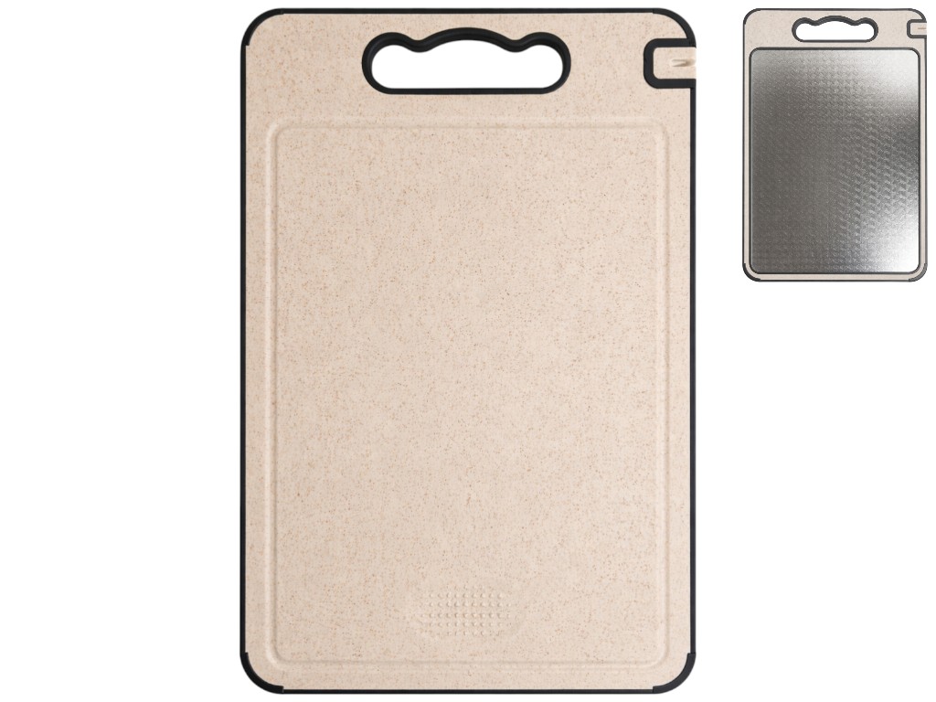 Дошка обробна, професійна, пластик, нержавіюча сталь, 36х25х1см, колір бежевий