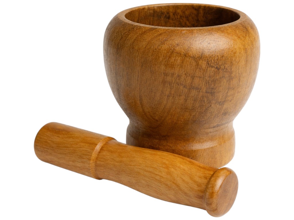 Ступка з пестиком, бамбук, 12х12см, 15х2см, колір натуральне дерево