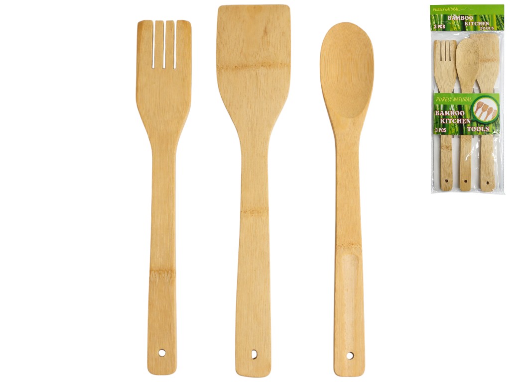 Набір кухонного приладдя, бамбук, 30х6см, 28х5см, 28х4,5см (ціна за 3 предмети)