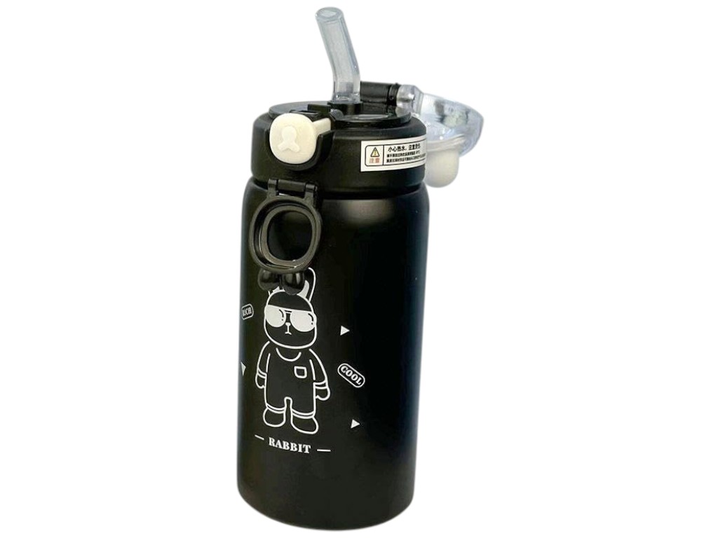 Термос-поилка детский, с трубочкой, сталь, силикон, 450мл, 2 дизайна (цена за 1шт)