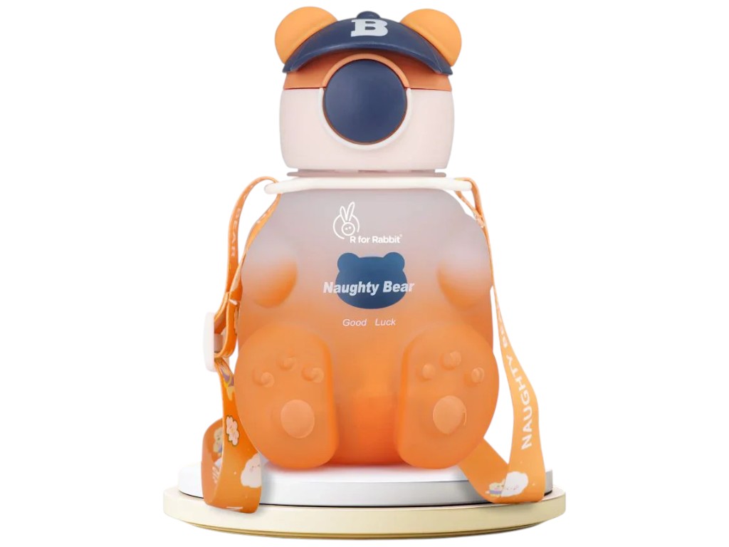 Бутылка-поилка детская Naughty Bear, с трубочкой, ремешок, наклейки, пластик, 650мл (цена за 1шт)