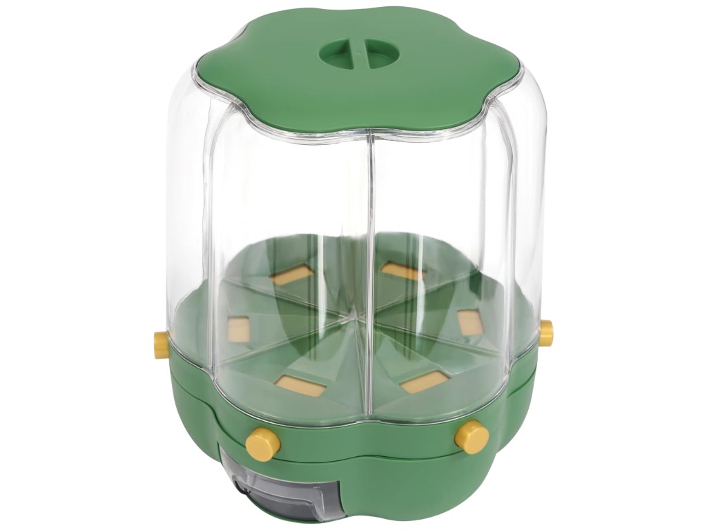 Контейнер для круп, на 6 секций, вращающийся, пластик PP и PET, 25×25×32см (цена за 1шт)