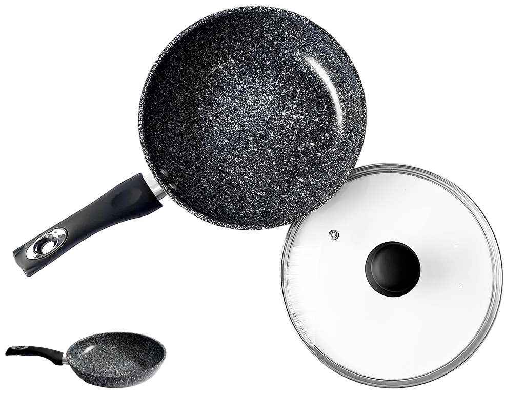 Сковорода з кришкою Benson, гранітне покриття, для всіх типів плит, 26x6см