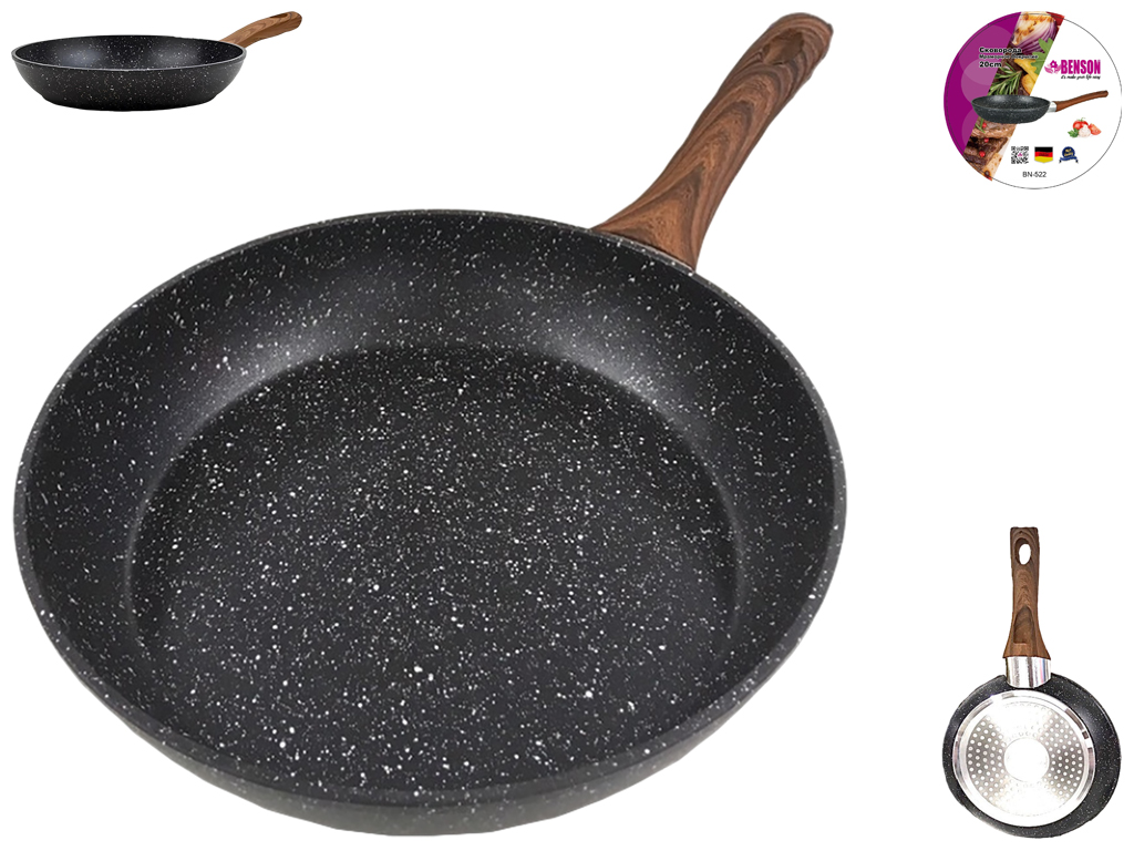 Сковорода без кришки Benson, алюміній, мармурове покриття, 20см (індукція)