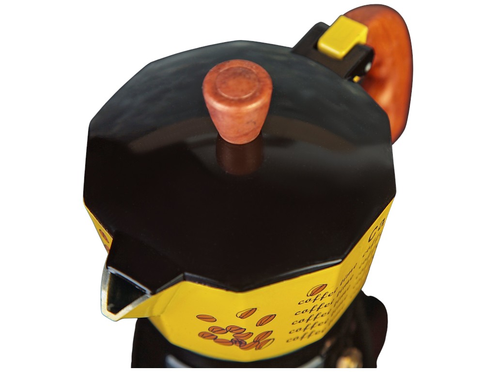 Кофеварка гейзерная Капучино, на 3 чашки, алюминий, пластик, силикон, 15×8,5×15см, цвет жёлтый