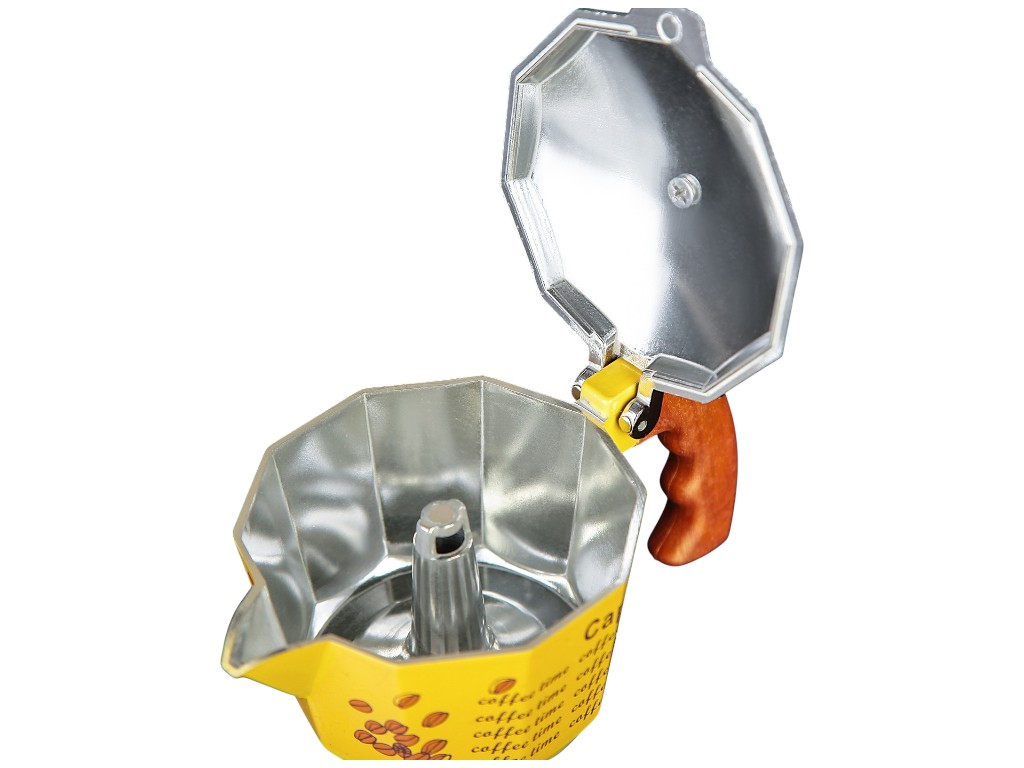 Кофеварка гейзерная Капучино, на 3 чашки, алюминий, пластик, силикон, 15×8,5×15см, цвет жёлтый