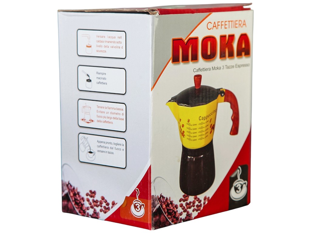 Кофеварка гейзерная Капучино, на 3 чашки, алюминий, пластик, силикон, 15×8,5×15см, цвет жёлтый