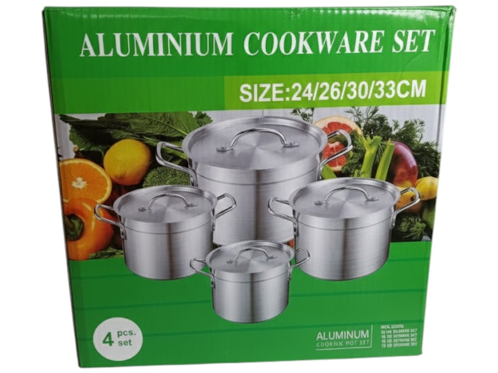 Набор кастрюль Aluminum Cookware Set, с крышками, алюминий, 24-33см (цена за набор 8 предметов)