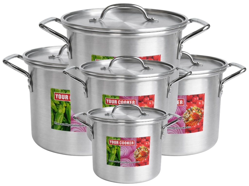 Набір каструль, з кришками, алюміній, 7,5л, 11,5л, 17л, 20л, 25,5л (ціна за 10 предметів)